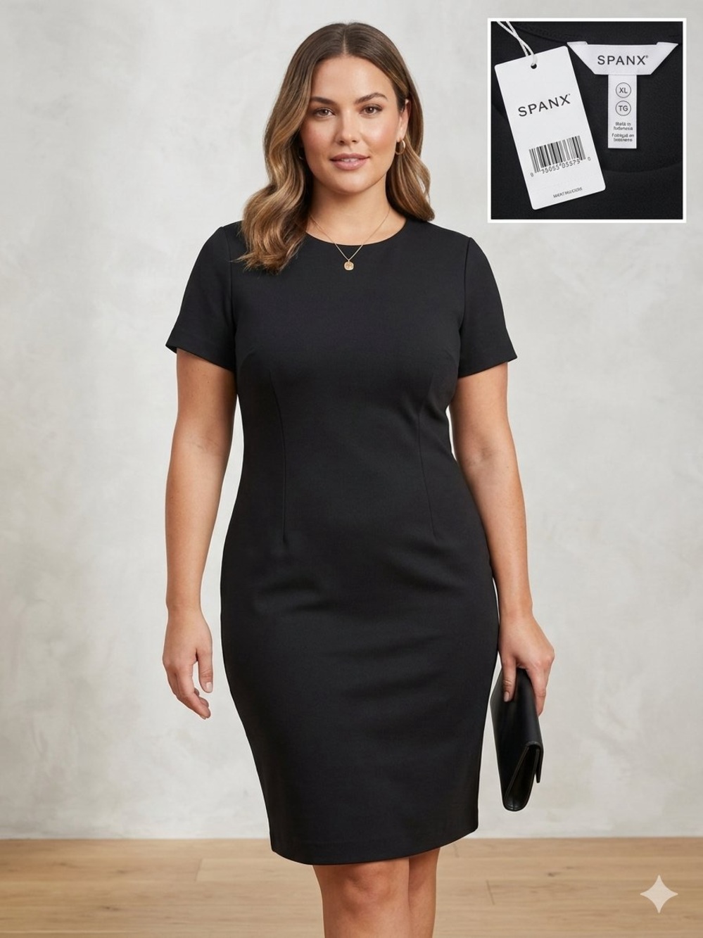 SPANX Black Short-Sleeve Sheath Dress